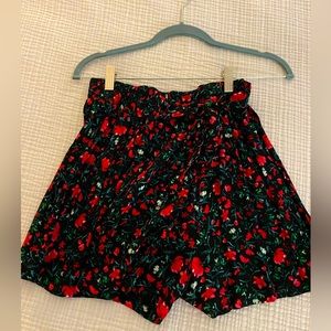 Zara Floral Shorts with Waist Tie - size small